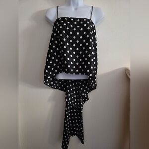 Black Polka Dot Asymmetrical Top